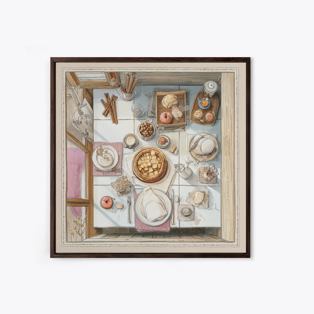Apple Pie Cooling Framed Canvas Print, Kitchen Art, Gallery Decor, Kitchen Decor, Fine Art, Kitchen, Contemporary Art, KIT-1x1-32