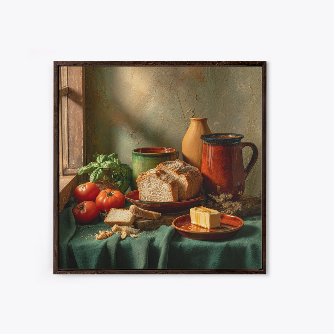 Fresh Bread with Butter and Honey Framed Canvas Print, Kitchen Art, Kitchen Prints, Kitchen Decor, Abstract Art, Kitchen, KIT-1x1-42