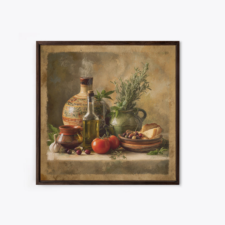 Olive Oil Bottle and Rosemary Branch Canvas Print, Kitchen Art, Coffee Print, Kitchen Decor, Watercolor Art, Kitchen, KIT-1x1-5