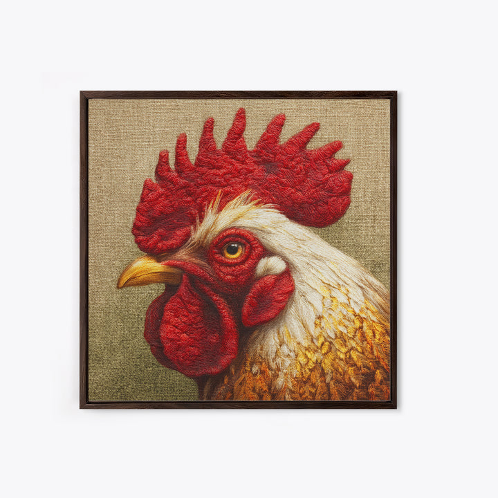 Rooster Portrait for Country Kitchen Charm Framed Canvas Print, Kitchen Art, Kitchen Wall Decor, Kitchen Decor, Kitchen, KIT-1x1-64