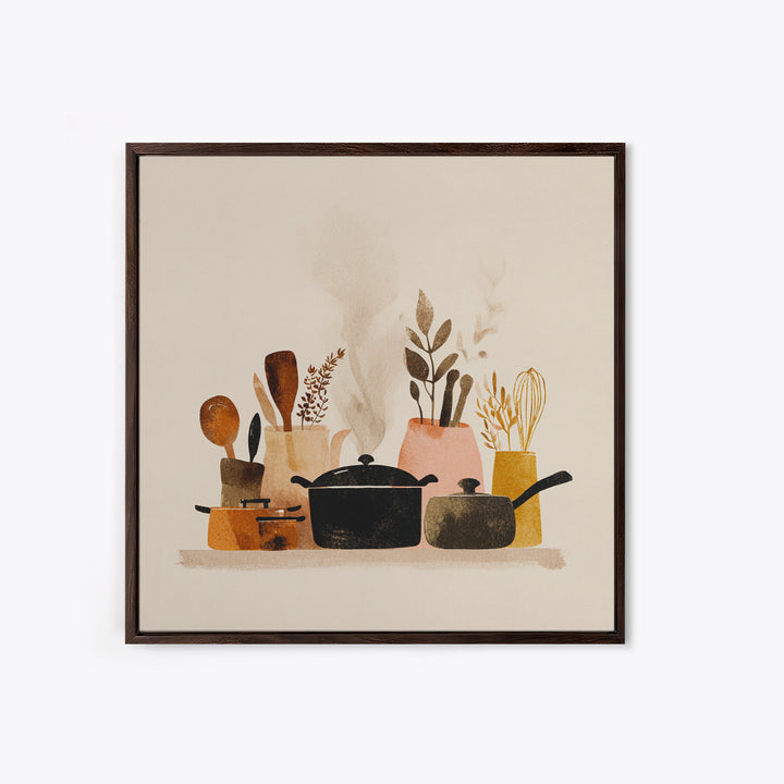 Kitchen Utensil Silhouettes Canvas Print, Kitchen Art, Neutral Decor, Kitchen Decor, Abstract Art, Kitchen, Wall Art, KIT-1x1-69