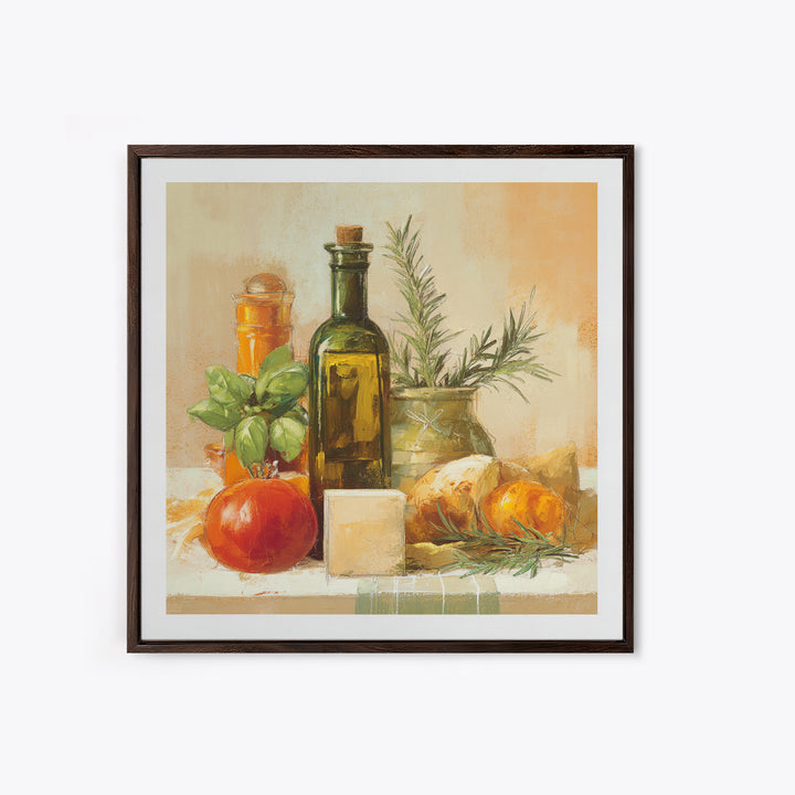 Olive Oil Bottle and Rosemary Branch Canvas Print, Kitchen Art, Room Decor, Kitchen Decor, Fine Art, Kitchen, Digital Art, KIT-1x1-77