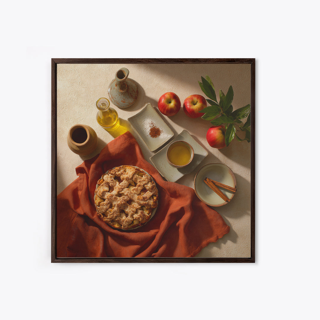 Apple Pie Cooling Framed Canvas Print, Kitchen Art, Digital Art, Kitchen Decor, Fine Art, Kitchen, Minimalist Wall Art, KIT-1x1-8