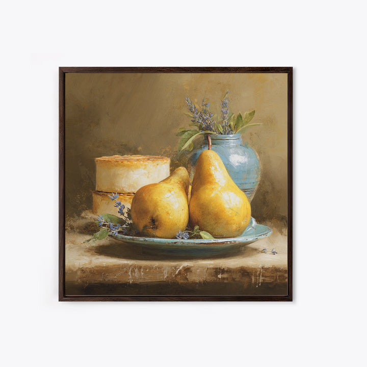 Farmhouse Pears on a Wooden Board Canvas Print, Kitchen Art, Kitchen Art Print, Kitchen Decor, Fine Art, Kitchen, KIT-1x1-9