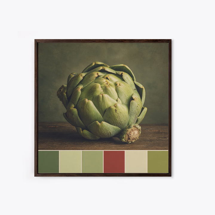 Artichoke Closeup in Painterly Green Tones Canvas Print, Kitchen Art, Coffee Print, Kitchen Decor, Fine Art, Kitchen, KIT-1x1-92