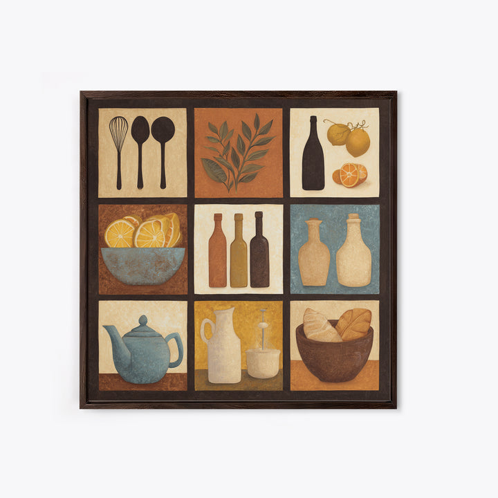 Kitchen Utensil Silhouettes Framed Canvas Print, Kitchen Art, Luxury Decor, Kitchen Decor, Abstract Art, Kitchen, Art Prints, KIT-1x1-93