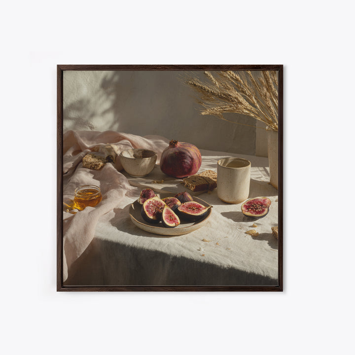 Figs Pomegranates and Linen Composition Canvas Print, Kitchen Art, Kitchen Art Print, Kitchen Decor, Abstract Art, Kitchen, KIT-1x1-94