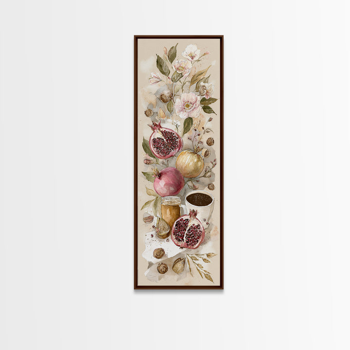 Figs Pomegranates and Linen Composition Canvas Print, Kitchen Art, Modern Art, Kitchen Decor, Abstract Art, Kitchen, KIT-1x3-10