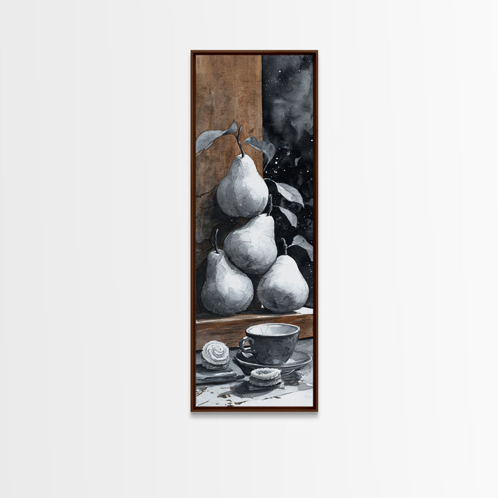 Wine Bottle Grapes and Cheese Still Life Framed Canvas Print, Kitchen Art, Art Print, Kitchen Decor, Fine Art, Kitchen, KIT-1x3-24