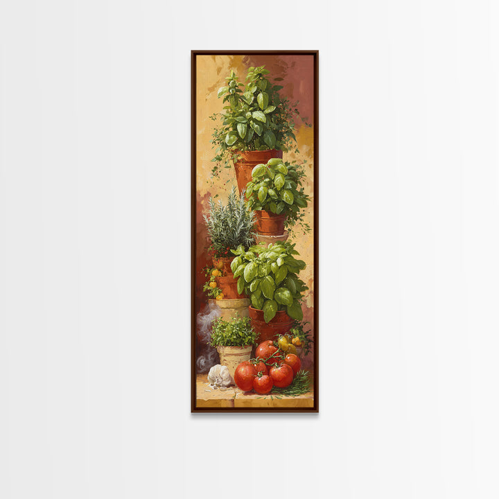 Fresh Herbs in Terracotta Pots Canvas Print, Kitchen Art, Statement Artwork, Kitchen Decor, Fine Art, Kitchen, Wall Decor, KIT-1x3-37