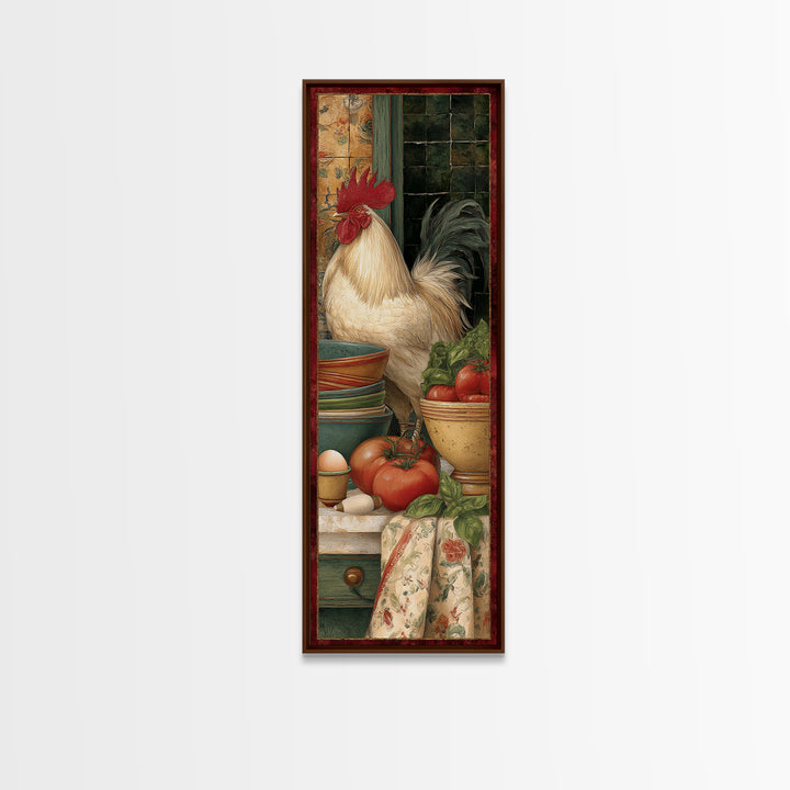 Rooster Portrait for Country Kitchen Charm Framed Canvas Print, Kitchen Art, Home Decor, Kitchen Decor, Oil Painting, Kitchen, KIT-1x3-52