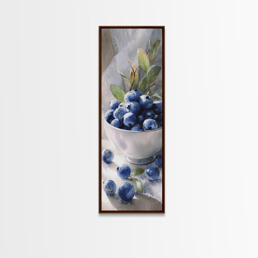 Blueberries in a White Bowl Canvas Print, Kitchen Art, Contemporary Art, Kitchen Decor, Fine Art, Kitchen, Kitchen Wall Art, KIT-1x3-7