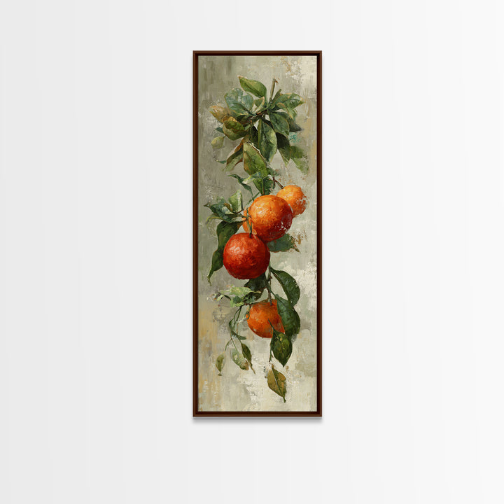 Orange Citrus Botanical Branch Framed Canvas Print, Kitchen Art, Minimalist Wall Art, Kitchen Decor, Fine Art, Kitchen, KIT-1x3-71