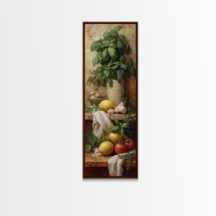 Pasta Lemons and Basil Mediterranean Still Life Canvas Print, Kitchen Art, Art Print, Kitchen Decor, Fine Art, Kitchen, KIT-1x3-77