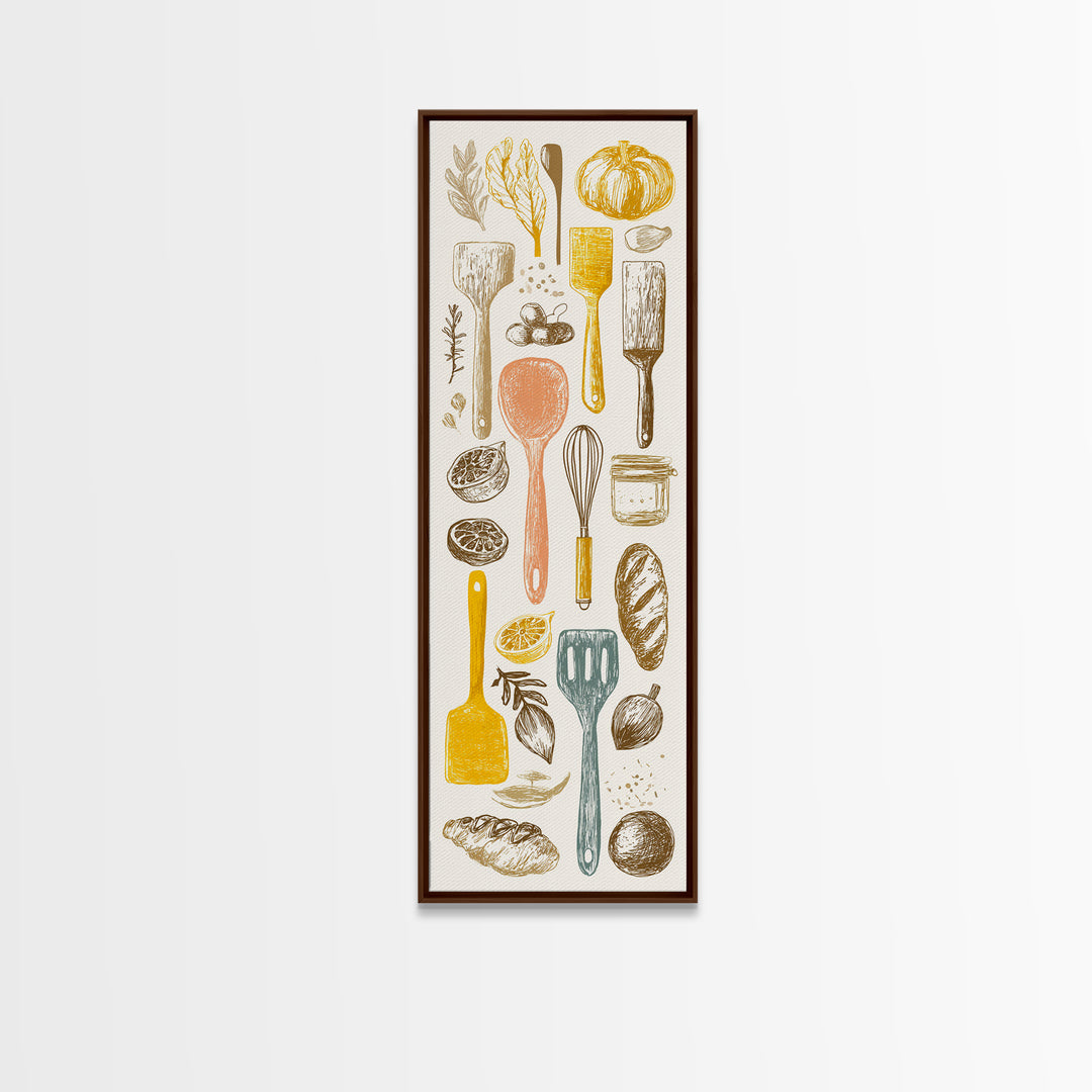 Kitchen Utensil Silhouettes Canvas Print, Kitchen Art, Kitchen Wall Art, Kitchen Decor, Abstract Art, Kitchen, KIT-1x3-81