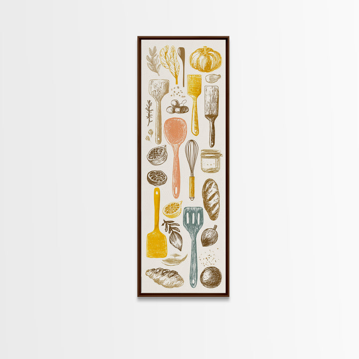 Kitchen Utensil Silhouettes Canvas Print, Kitchen Art, Kitchen Wall Art, Kitchen Decor, Abstract Art, Kitchen, KIT-1x3-81