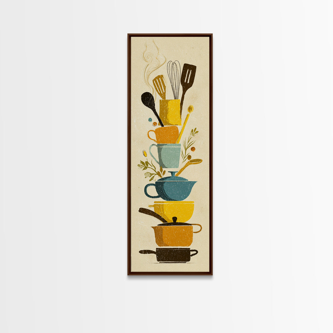 Kitchen Utensil Silhouettes Canvas Print, Kitchen Art, Neutral Decor, Kitchen Decor, Abstract Art, Kitchen, Wall Art, KIT-1x3-9