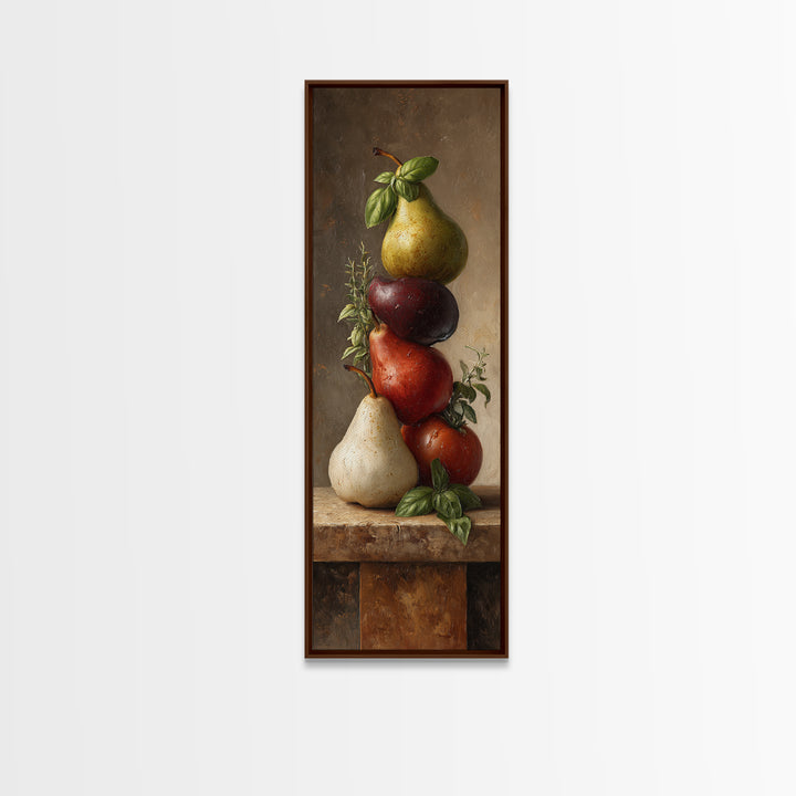 Farmhouse Pears on a Wooden Board Canvas Print, Kitchen Art, Minimalist Decor, Kitchen Decor, Fine Art, Kitchen, Art Deco, KIT-1x3-93