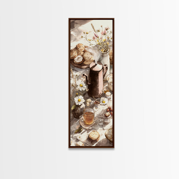 Tea Kettle with Steam and Wildflowers Canvas Print, Kitchen Art, Statement Artwork, Kitchen Decor, Fine Art, Kitchen, KIT-1x3-98
