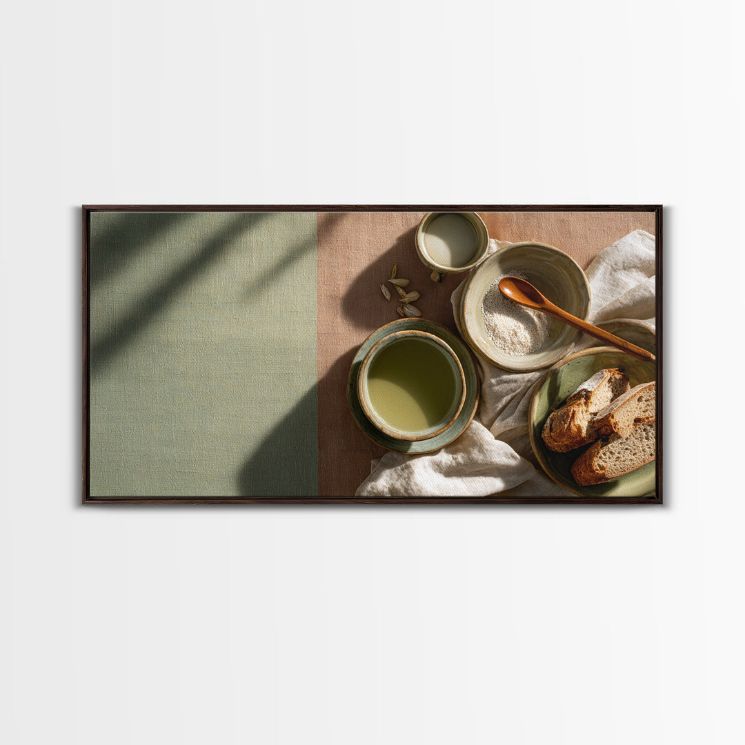 Artichoke Closeup in Painterly Green Tones Framed Canvas Print, Kitchen Art, Fine Art Print, Kitchen Decor, Fine Art, Kitchen, KIT-2x1-16