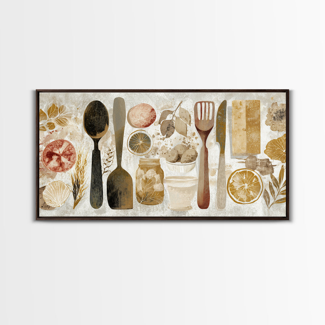 Kitchen Utensil Silhouettes Canvas Print, Kitchen Art, Contemporary Art, Kitchen Decor, Abstract Art, Kitchen, Kitchen Wall Art, KIT-2x1-41