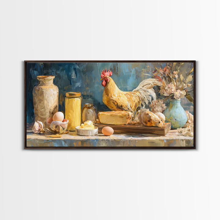 Rooster Portrait for Country Kitchen Charm Framed Canvas Print, Kitchen Art, Kitchen Wall Decor, Kitchen Decor, Kitchen, KIT-2x1-84