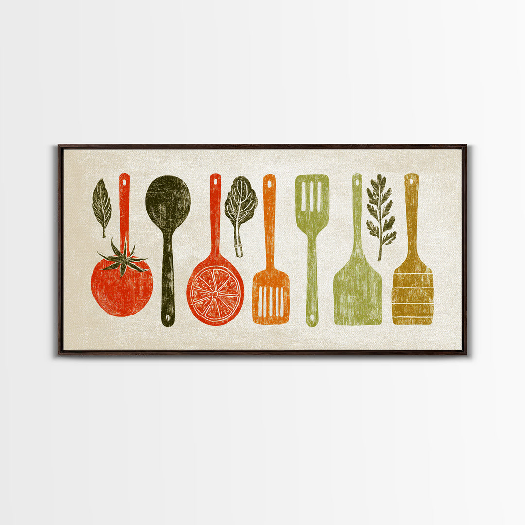 Kitchen Utensil Silhouettes Canvas Print, Kitchen Art, Art Deco, Kitchen Decor, Fine Art, Kitchen, Poster Art, Trendy Wall Art, KIT-2x1-89