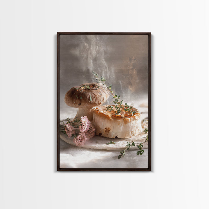 Mushrooms and Thyme Botanical Study Canvas Print, Kitchen Art, Art Print, Kitchen Decor, Fine Art, Kitchen, Art Prints, KIT-2x3-23
