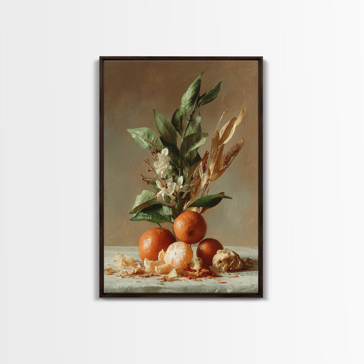 Orange Citrus Botanical Branch Framed Canvas Print, Kitchen Art, Contemporary Art, Kitchen Decor, Kitchen, Kitchen Wall Art, KIT-2x3-43