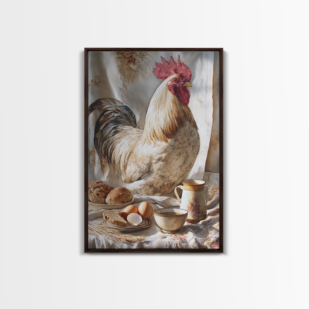 Rooster Portrait for Country Kitchen Charm Framed Canvas Print, Kitchen Art, Boho Decor, Kitchen Decor, Fine Art, Kitchen, KIT-2x3-48