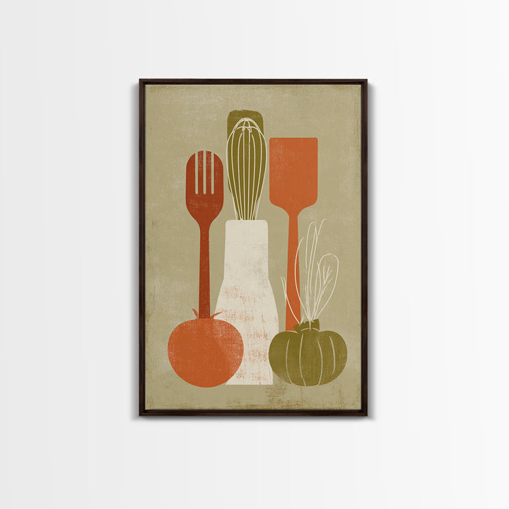 Kitchen Utensil Silhouettes Canvas Print, Kitchen Art, Home Decor, Kitchen Decor, Abstract Art, Kitchen, Digital Print, KIT-2x3-5