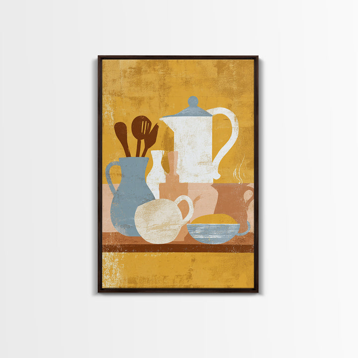 Kitchen Utensil Silhouettes Framed Canvas Print, Kitchen Art, Art Prints, Kitchen Decor, Abstract Art, Kitchen, Modern Art, KIT-2x3-53