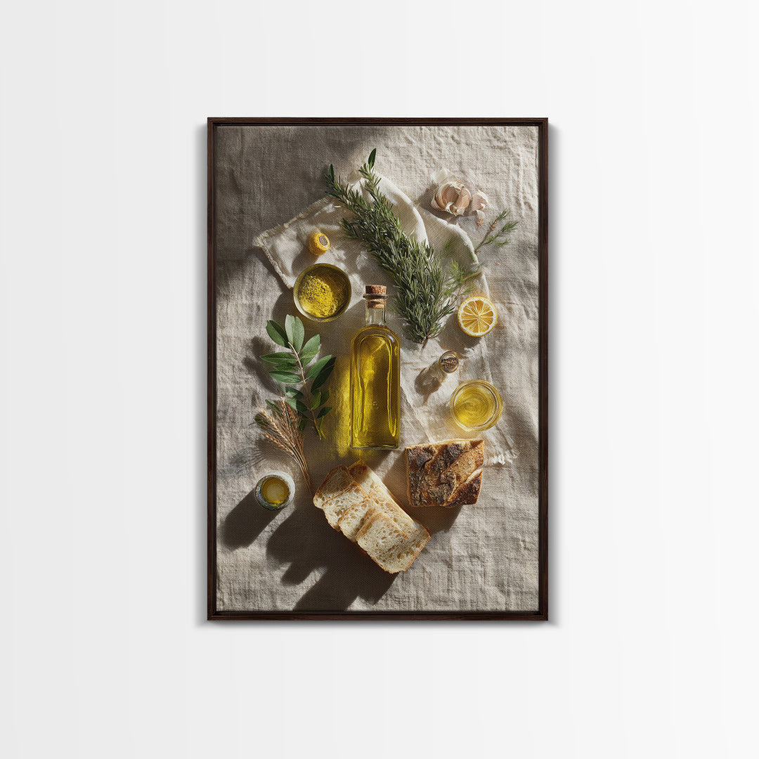 Olive Oil Bottle and Rosemary Branch Canvas Print, Kitchen Art, Printable Wall Art, Kitchen Decor, Fine Art, Kitchen, KIT-2x3-61
