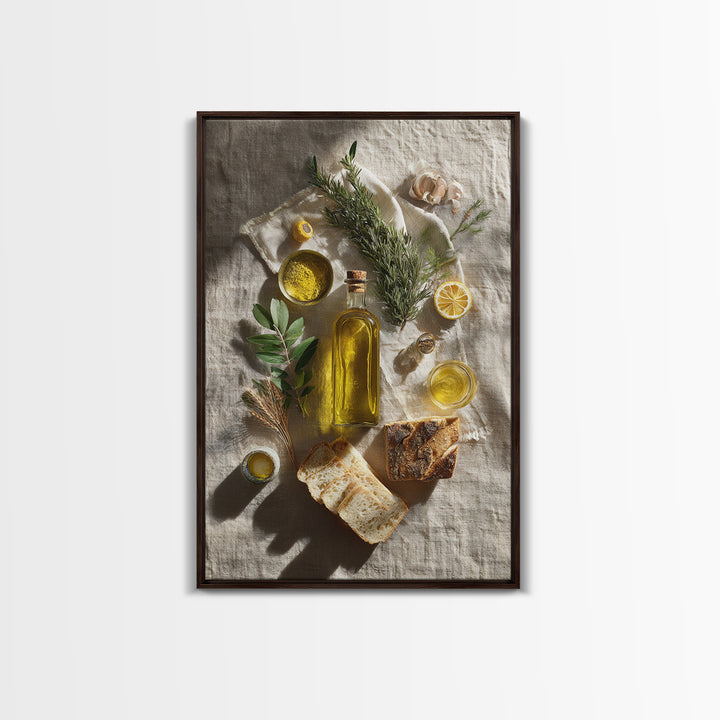 Olive Oil Bottle and Rosemary Branch Canvas Print, Kitchen Art, Printable Wall Art, Kitchen Decor, Fine Art, Kitchen, KIT-2x3-61