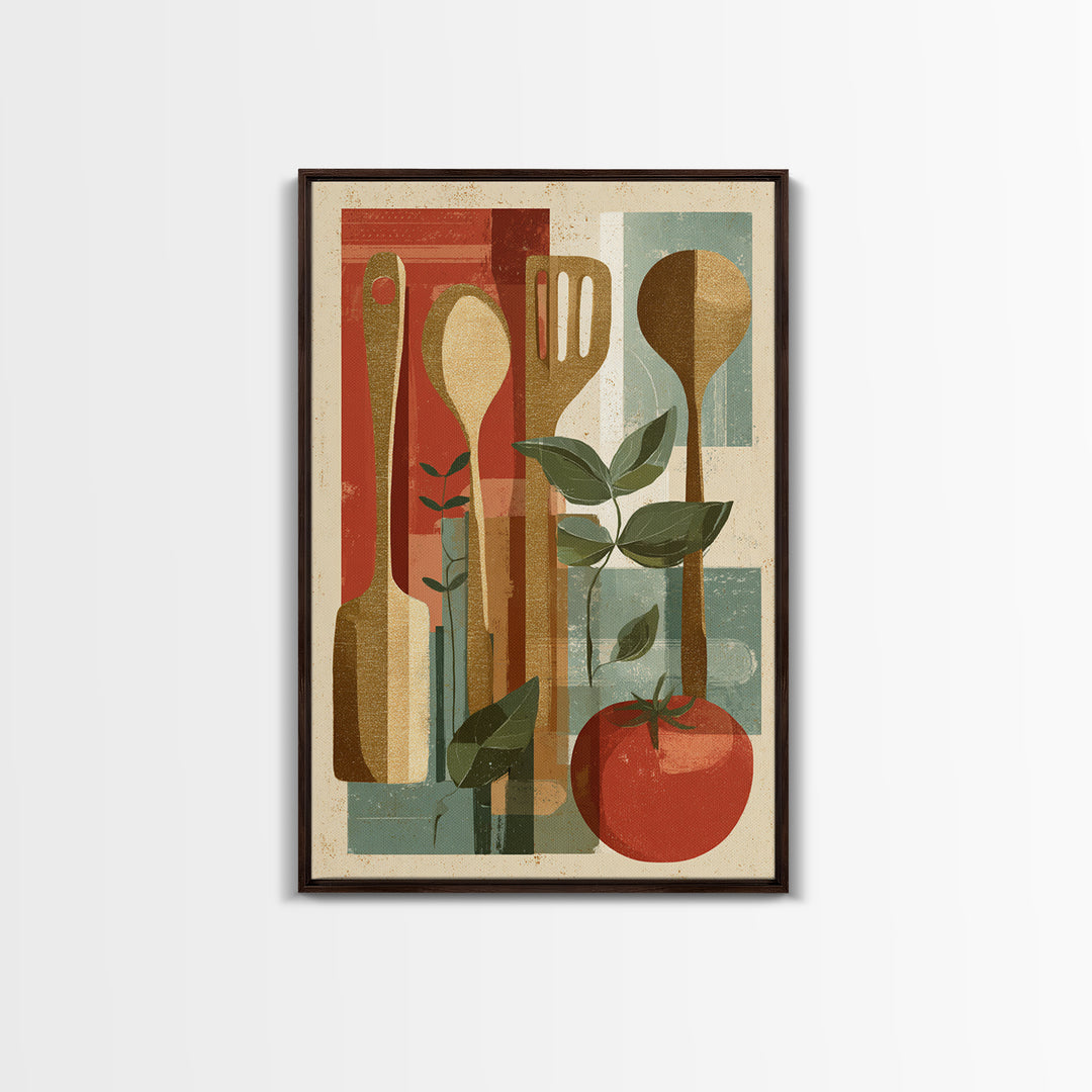 Kitchen Utensil Silhouettes Canvas Print, Kitchen Art, Kitchen Wall Art, Kitchen Decor, Abstract Art, Kitchen, KIT-2x3-77
