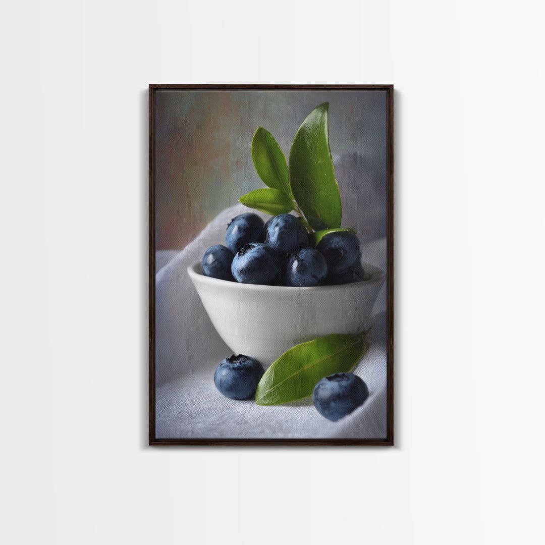 Blueberries in a White Bowl Canvas Print, Kitchen Art, Kitchen Wall Art, Kitchen Decor, Fine Art, Kitchen, Dining Room Wall Art, KIT-2x3-99