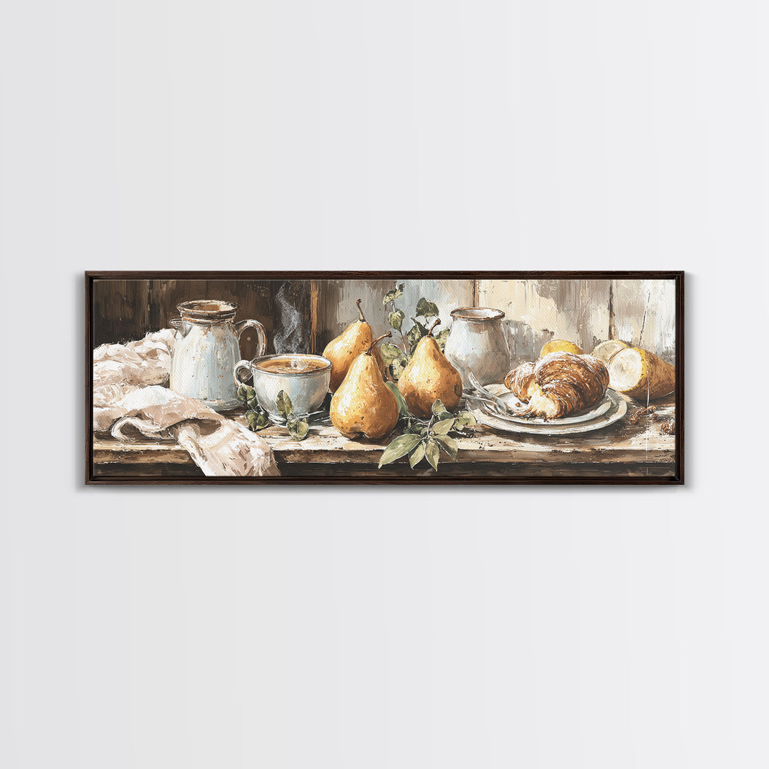 Farmhouse Pears on a Wooden Board Framed Canvas Print, Kitchen Art, Digital Print, Kitchen Decor, Kitchen, Kitchen Print, KIT-3x1-1