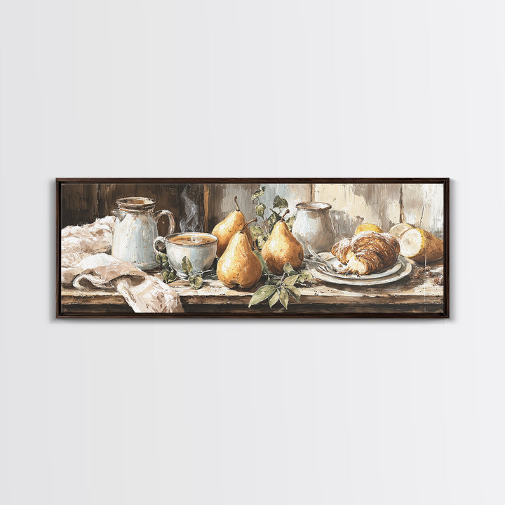 Farmhouse Pears on a Wooden Board Framed Canvas Print, Kitchen Art, Digital Print, Kitchen Decor, Kitchen, Kitchen Print, KIT-3x1-1