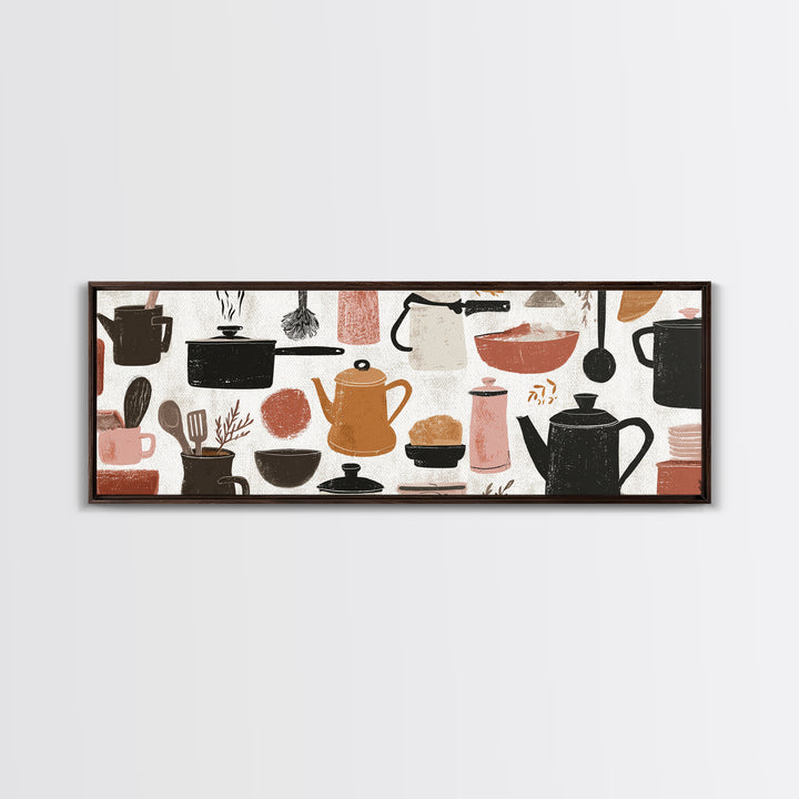 Kitchen Utensil Silhouettes Canvas Print, Kitchen Art, Art Deco, Kitchen Decor, Fine Art, Kitchen, Poster Art, Trendy Wall Art, KIT-3x1-13