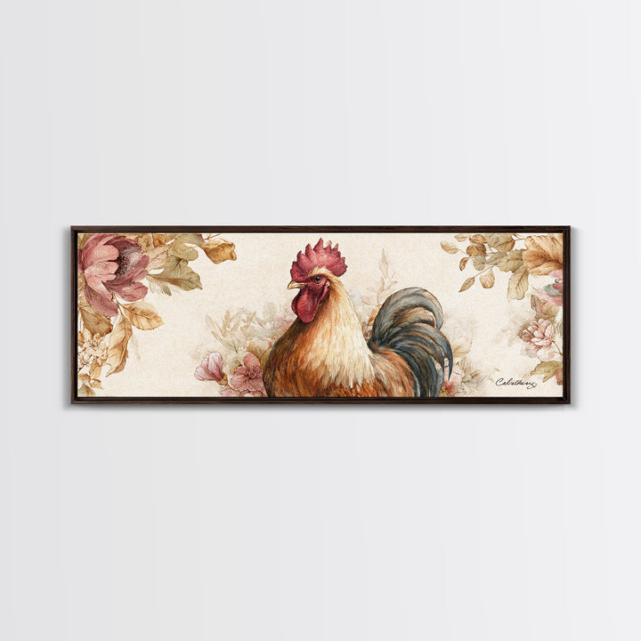 Rooster Portrait for Country Kitchen Charm Framed Canvas Print, Kitchen Art, Kitchen Art Print, Kitchen Decor, Kitchen, KIT-3x1-32