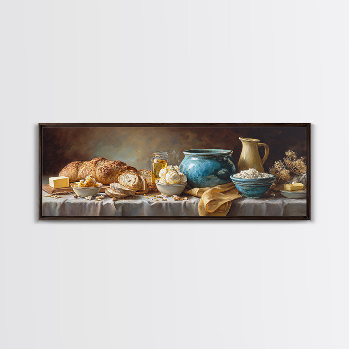 Fresh Bread with Butter and Honey Canvas Print, Kitchen Art, Art Prints, Kitchen Decor, Abstract Art, Kitchen, Modern Art, KIT-3x1-34