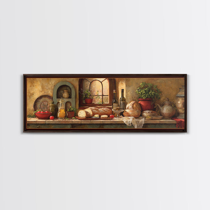 Fresh Bread with Butter and Honey Framed Canvas Print, Kitchen Art, Kitchen Wall Art, Kitchen Decor, Fine Art, Kitchen, KIT-3x1-58