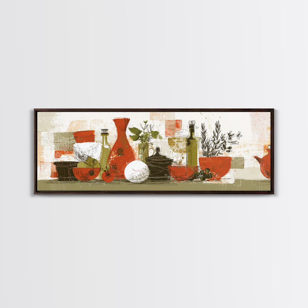 Kitchen Utensil Silhouettes Canvas Print, Kitchen Art, Kitchen Prints, Kitchen Decor, Abstract Art, Kitchen, Statement Artwork, KIT-3x1-61