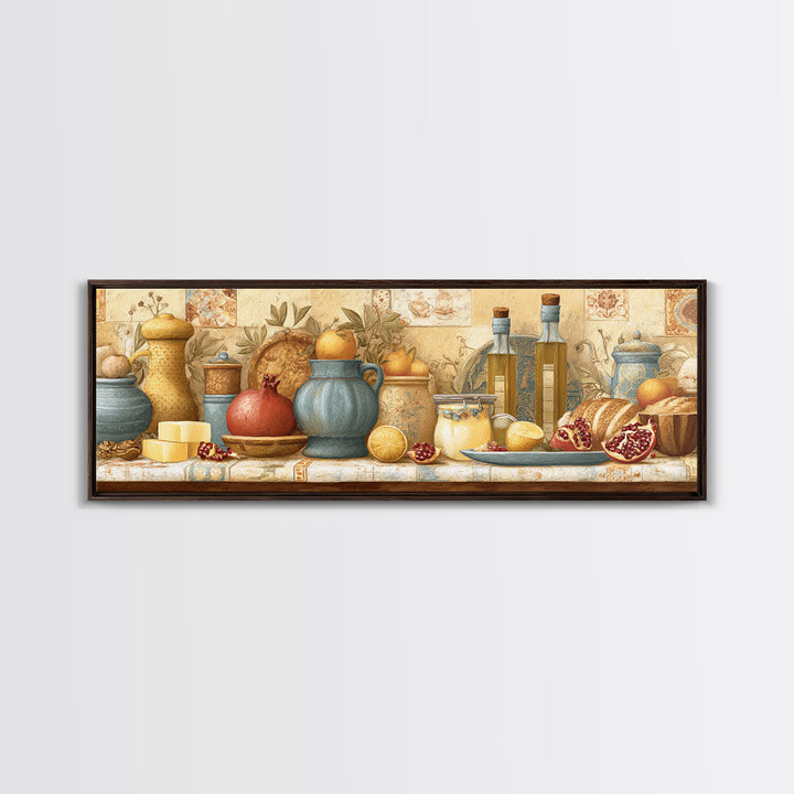 Figs Pomegranates and Linen Composition Canvas Print, Kitchen Art, Gallery Decor, Kitchen Decor, Fine Art, Kitchen, KIT-3x1-62