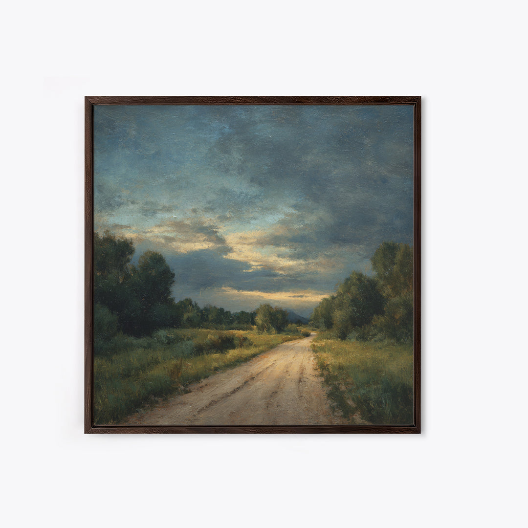 Old Country Road Canvas Print, Landscape Art, Art Prints, Living Room Decor, Horizon, Abstract Wall Art, Boho Wall Art, LAN-1x1-20