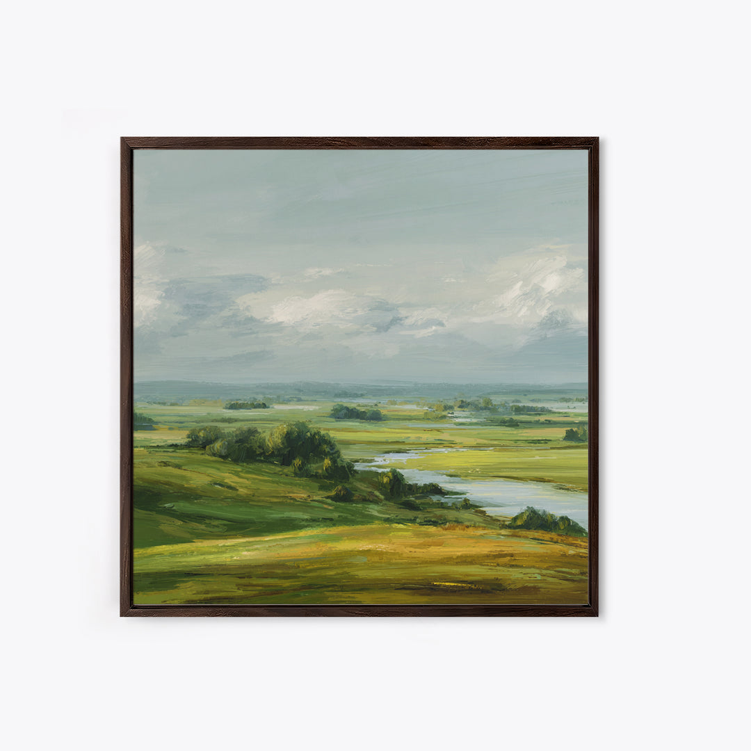 Rolling Green Hills Canvas Print, Landscape Art, Floral Wall Art, Living Room Decor, Fine Art, Horizon, Minimalist Decor, LAN-1x1-54