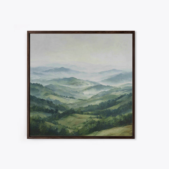 Rolling Green Hills Framed Canvas Print, Landscape Art, Wall Art Print, Living Room Decor, Fine Art, Horizon, Boho Decor, LAN-1x1-6