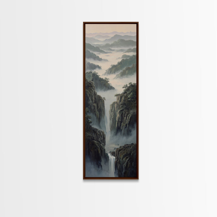 Tropical Jungle Waterfall Canvas Print, Landscape Art, Living Room Wall Art, Living Room Decor, Oil Painting, Horizon, LAN-1x3-100