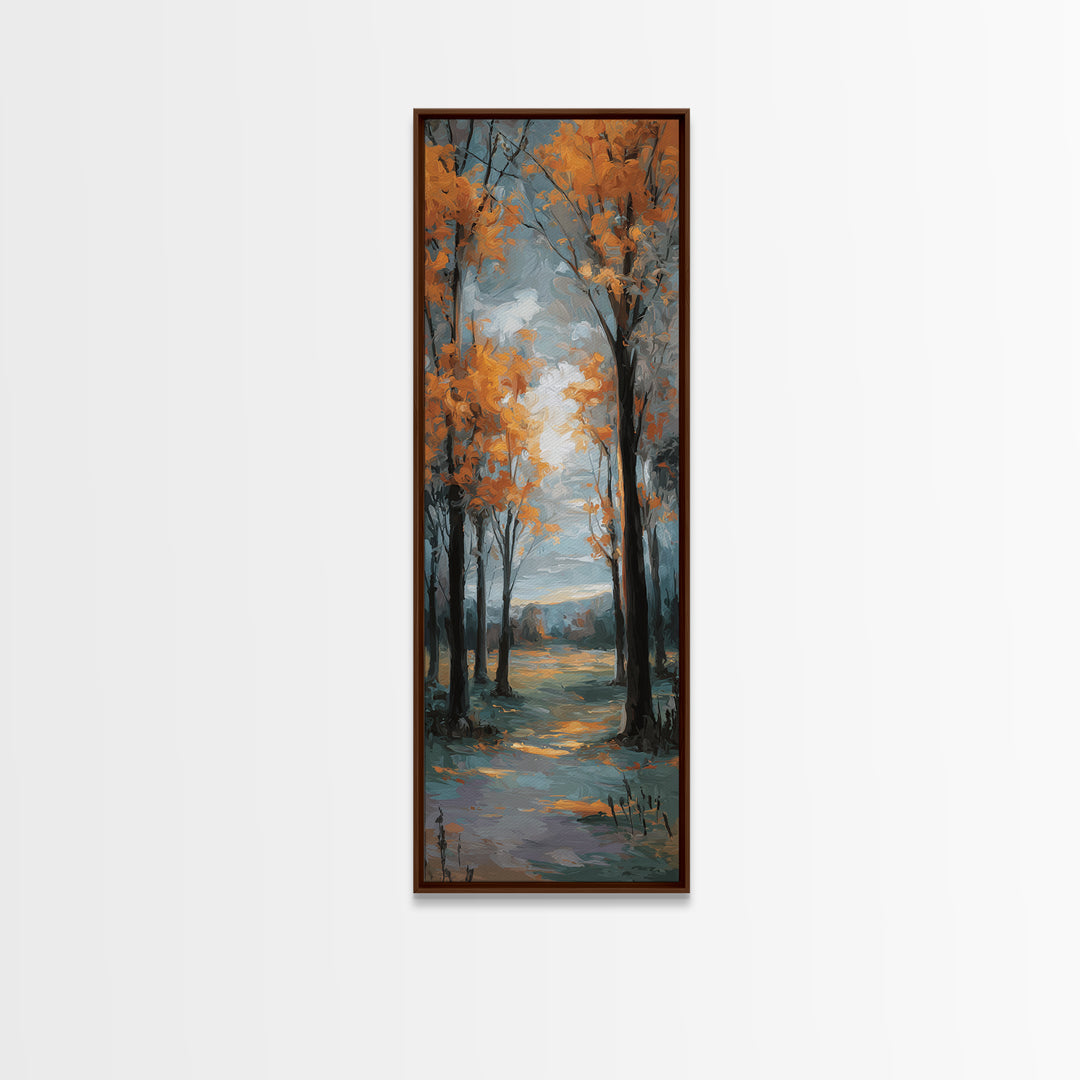 Autumn Forest Path Canvas Print, Landscape Art, Luxury Decor, Living Room Decor, Fine Art, Horizon, Digital Art, LAN-1x3-21