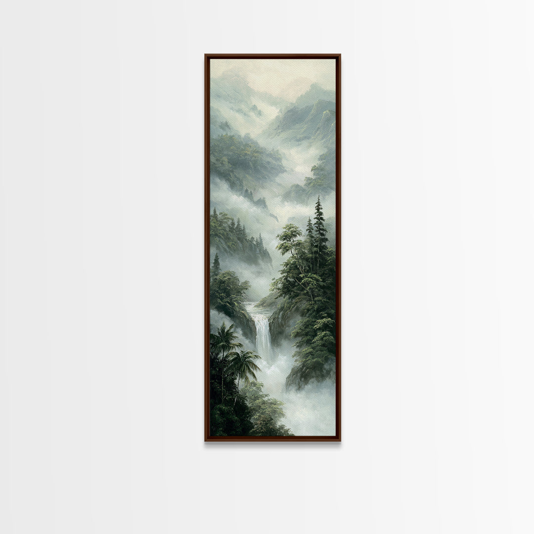 Tropical Jungle Waterfall Canvas Print, Landscape Art, Digital Prints, Living Room Decor, Fine Art, Horizon, Farmhouse Decor, LAN-1x3-28